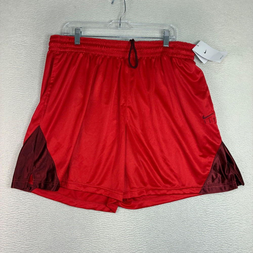 Nike Fly Basketball Shorts Women L Red Baggy Silky Drawstring iSoFly DH7363 NWT
